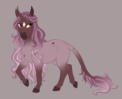 Size: 958x779 | Tagged: safe, artist:askbubblelee, oc, oc only, species:pony, species:unicorn, g4, curved horn, digital art, female, horn, leonine tail, mare, simple background, solo, unicorn oc