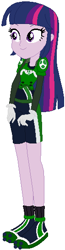 Size: 142x542 | Tagged: safe, artist:selenaede, artist:user15432, base used, character:twilight sparkle, character:twilight sparkle (alicorn), character:twilight sparkle (eqg), species:alicorn, species:eqg human, species:pony, g4, my little pony:equestria girls, armor, barely eqg related, clothing, crossover, gloves, happy, mario strikers charged, multicolored hair, nintendo, purple eyes, purple skin, shoes, shorts, sidekick, smiling, soccer shoes, socks, sports shorts, super mario bros., super mario strikers, tomboy, yoshi, yoshilight