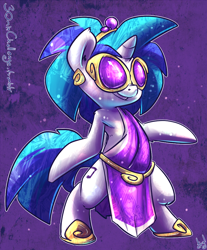 Size: 826x1000 | Tagged: safe, artist:atryl, character:dj pon-3, character:vinyl scratch, alternate hairstyle, clothing, crystallized, toga