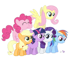 Size: 814x654 | Tagged: safe, artist:dm29, character:applejack, character:fluttershy, character:pinkie pie, character:rainbow dash, character:rarity, character:twilight sparkle, filly, foal, mane six, simple background, transparent background