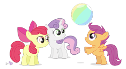 Size: 717x390 | Tagged: safe, artist:dm29, character:apple bloom, character:scootaloo, character:sweetie belle, species:earth pony, species:pegasus, species:pony, species:unicorn, ball, beach ball, cutie mark crusaders, female, filly, simple background, transparent background, trio