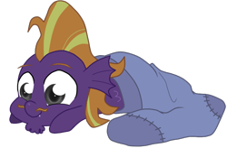Size: 758x497 | Tagged: safe, artist:egophiliac, edit, character:steven magnet, species:sea serpent, clothing, cute, magnetbetes, male, recolor, simple background, sock, sock filly, socks, solo, transparent background, younger