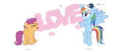 Size: 1400x600 | Tagged: safe, artist:dm29, character:rainbow dash, character:scootaloo, species:pegasus, species:pony, duo, scott pilgrim vs the world, simple background, transparent background