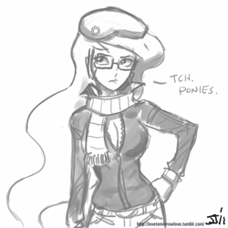 Size: 800x800 | Tagged: safe, artist:johnjoseco, character:princess celestia, species:human, female, grayscale, hipster, humanized, monochrome, solo