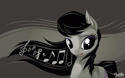 Size: 2560x1600 | Tagged: safe, artist:mysticalpha, character:octavia melody, clef, female, music notes, solo, wallpaper