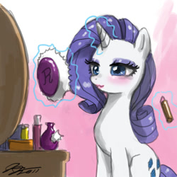 Size: 900x900 | Tagged: safe, artist:johnjoseco, character:rarity, female, lipstick, makeup, solo