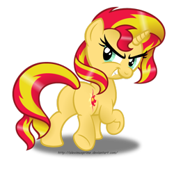 Size: 1024x994 | Tagged: safe, artist:aleximusprime, character:sunset shimmer, species:pony, species:unicorn, faec, female, looking back, plot, simple background, solo, transparent background, walking