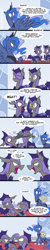 Size: 472x2342 | Tagged: safe, artist:egophiliac, character:princess luna, oc, oc:frolicsome meadowlark, oc:sunshine smiles (egophiliac), species:alicorn, species:bat pony, species:pony, moonstuck, :o, :t, angry, blep, brothers, chips, clothing, comic, dialogue, eating, fangs, female, fight, floppy ears, food, frown, glare, gritted teeth, hitting, levitation, looking back, magic, male, mare, mouth hold, night guard, one eye closed, open mouth, pointing, potato chips, puffy cheeks, question mark, raised hoof, rearing, sitting, slapping, smiling, smirk, socks, speech bubble, spread wings, stallion, telekinesis, tongue out, trolluna, watching, wavy mouth, wide eyes, wings, wink, woonoggles, ye olde english