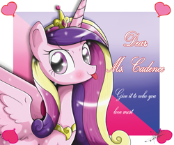 Size: 1825x1518 | Tagged: safe, artist:the-butch-x, character:princess cadance, species:alicorn, species:pony, female, heart, heart eyes, solo, tongue out, wingding eyes