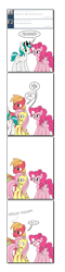 Size: 840x3488 | Tagged: safe, artist:dekomaru, character:big mcintosh, character:fluttershy, character:pinkie pie, oc, oc:dazzle, species:earth pony, species:pony, ship:fluttermac, tumblr:ask twixie, canon x oc, comic, descriptive noise, faint, male, meme, ring, shipping, simple background, stallion, straight, tumblr, wedding ring, white background