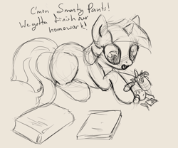 Size: 3000x2500 | Tagged: safe, artist:silfoe, character:smarty pants, character:twilight sparkle, :o, book, cute, female, filly, homework, open mouth, playing, prone, sketch, solo, younger