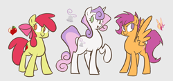 Size: 900x420 | Tagged: safe, artist:egophiliac, character:apple bloom, character:scootaloo, character:sweetie belle, species:pegasus, species:pony, cutie mark crusaders, older
