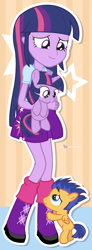 Size: 330x900 | Tagged: safe, artist:dm29, character:flash sentry, character:twilight sparkle, species:pegasus, species:pony, species:unicorn, my little pony:equestria girls, bipedal, bipedal leaning, boots, clothing, colt, cute, diasentres, filly, filly twilight sparkle, folded wings, frown, holding a pony, hug request, human ponidox, julian yeo is trying to murder us, looking down, looking up, male, open mouth, petting, ponidox, sad, skirt, smiling, trio, twolight