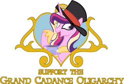Size: 1200x816 | Tagged: safe, artist:egophiliac, character:princess cadance, clothing, female, grand cadance oligarchy, hat, monocle, simple background, solo, tea, top hat, transparent background