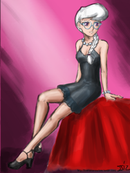 Size: 610x813 | Tagged: safe, artist:johnjoseco, artist:michos, character:silver spoon, species:human, clothing, female, humanized, legs, nightgown, pose, solo