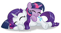 Size: 1280x694 | Tagged: safe, artist:aleximusprime, part of a set, character:rarity, character:twilight sparkle, ship:rarilight, cuddling, female, lesbian, shipping, simple background, sleeping, snuggling, transparent background