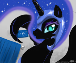 Size: 1000x833 | Tagged: safe, artist:johnjoseco, character:nightmare moon, character:princess luna, species:alicorn, species:pony, g4, cellphone, duckface, female, mare, phone, selfie, smartphone, solo, wing hands
