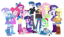Size: 2054x1220 | Tagged: safe, artist:dm29, character:applejack, character:flash sentry, character:fluttershy, character:pinkie pie, character:princess cadance, character:rainbow dash, character:rarity, character:shining armor, character:trixie, character:twilight sparkle, species:earth pony, species:pegasus, species:pony, species:unicorn, my little pony:equestria girls, balloon, blushing, boop, colt, cute, cutedance, dashabetes, diapinkes, diasentres, diatrixes, duality, equestria girls-ified, female, filly, football, hnnng, holding a pony, human ponidox, jackabetes, julian yeo is trying to murder us, male, mane six, peanut butter crackers, ponidox, pony pet, raribetes, shining adorable, shyabetes, simple background, sleeping, square crossover, teen princess cadance, teen shining armor, transparent background, twiabetes, twolight, whining