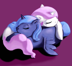 Size: 1100x1000 | Tagged: safe, artist:silfoe, character:princess celestia, character:princess luna, species:alicorn, species:pony, g4, cewestia, cute, female, filly, foal, pink-mane celestia, siblings, simple background, sisters, sleeping, woona