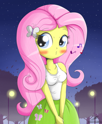 Size: 1784x2162 | Tagged: safe, artist:the-butch-x, character:fluttershy, my little pony:equestria girls, blushing, clothing, cute, female, shyabetes, solo, whistling