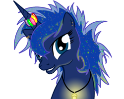 Size: 1000x800 | Tagged: safe, artist:silfoe, character:princess luna, species:alicorn, species:pony, alternate hairstyle, bust, ear piercing, earring, female, glowstick, horn ring, jewelry, looking at you, mare, piercing, portrait, simple background, solo, transparent background
