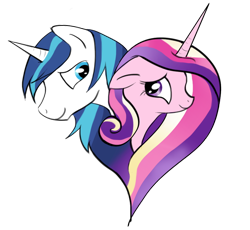 Size: 866x797 | Tagged: safe, artist:silfoe, character:princess cadance, character:shining armor, species:alicorn, species:pony, species:unicorn, ship:shiningcadance, g4, female, heart, love, male, mare, shipping, simple background, smiling, stallion, straight, transparent background