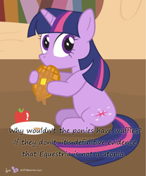 Size: 500x603 | Tagged: safe, artist:dm29, character:twilight sparkle, apple, butter, cute, eating, female, insane pony thread, solo, waffle