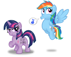 Size: 1280x1024 | Tagged: safe, artist:aleximusprime, character:rainbow dash, character:twilight sparkle, character:twilight sparkle (unicorn), species:pony, species:unicorn, body writing, egghead, marker, plot, simple background, transparent background, whistling