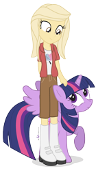Size: 600x1050 | Tagged: safe, artist:dm29, character:twilight sparkle, character:twilight sparkle (alicorn), oc, oc:taralicious, species:alicorn, species:pony, my little pony:equestria girls, duo, equestria girls-ified, female, mare, simple background, tara strong, transparent background, vector, voice actor joke