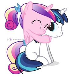 Size: 660x720 | Tagged: safe, artist:dm29, character:princess cadance, character:shining armor, species:alicorn, species:pony, species:unicorn, colt, colt shining armor, cute, cutedance, duo, eyes closed, female, filly, filly cadance, hug, hug from behind, julian yeo is trying to murder us, male, shining adorable, simple background, sitting, smiling, transparent background, vector, younger