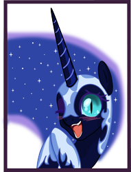 Size: 4580x6000 | Tagged: safe, artist:johnjoseco, artist:sagegami, character:nightmare moon, character:princess luna, species:pony, absurd resolution, blushing, cute, female, mare, moonabetes, nicemare moon, one eye closed, open mouth, simple background, smiling, solo, transparent background, vector, wink