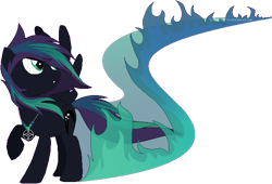 Size: 681x462 | Tagged: safe, artist:cobaltthefox, artist:selenaede, oc, oc only, species:pegasus, species:pony, augmented tail, necklace, solo, void