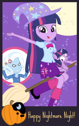 Size: 560x900 | Tagged: safe, artist:dm29, character:trixie, character:twilight sparkle, my little pony:equestria girls, cute, duo, filly, human ponidox, julian yeo is trying to murder us, nightmare night, ponidox, pony pet, sabrina the teenage witch, square crossover, witch