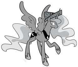 Size: 917x788 | Tagged: safe, artist:egophiliac, character:princess luna, species:pony, moonstuck, cartographer's cap, clothing, cute, female, grayscale, hat, monochrome, older, raised hoof, simple background, solo, woona