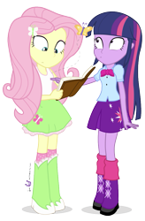Size: 655x1000 | Tagged: safe, artist:dm29, character:fluttershy, character:twilight sparkle, my little pony:equestria girls, book, duo, simple background, transparent background