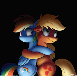 Size: 950x936 | Tagged: safe, artist:johnjoseco, character:applejack, character:rainbow dash, species:earth pony, species:pegasus, species:pony, ship:appledash, episode:castle mane-ia, g4, my little pony: friendship is magic, female, freckles, implied shipping, lesbian, mare, scared, shipping