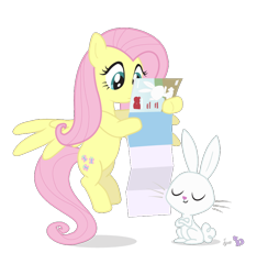 Size: 800x819 | Tagged: safe, artist:dm29, character:angel bunny, character:fluttershy, duo, simple background, transparent background