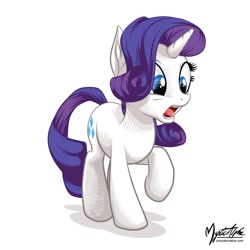 Size: 990x990 | Tagged: safe, artist:mysticalpha, character:rarity, female, solo, surprised, wahaha