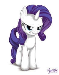 Size: 704x896 | Tagged: safe, artist:mysticalpha, character:rarity, species:pony, species:unicorn, angry, female, rarity is not amused, solo