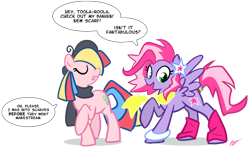 Size: 1051x617 | Tagged: safe, artist:egophiliac, character:starsong, character:toola roola (g3), species:earth pony, species:pegasus, species:pony, g3, g3.5, female, g3betes, mare, roolabetes, starsawwwng
