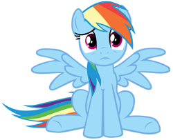 Size: 2232x1812 | Tagged: safe, artist:cloudyglow, character:rainbow dash, female, simple background, solo, transparent background, vector, worried