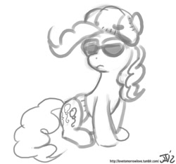 Size: 1280x1200 | Tagged: safe, artist:johnjoseco, character:pinkie pie, diaper, grayscale, monochrome, sunglasses