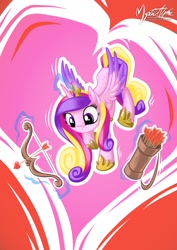 Size: 724x1023 | Tagged: safe, artist:mysticalpha, character:princess cadance, episode:hearts and hooves day, g4, my little pony: friendship is magic, arrow, arrows, bow (weapon), bow and arrow, cupid, female, magic, princess of love, quiver, solo, valentine's day