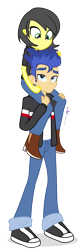 Size: 400x1200 | Tagged: safe, artist:dm29, character:flash sentry, oc, oc:pauly sentry, my little pony:equestria girls, duo, riding, simple background, transparent background