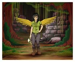 Size: 1315x1089 | Tagged: safe, artist:mysticalpha, character:daring do, humanized, winged humanization