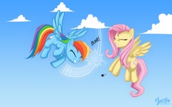 Size: 1680x1050 | Tagged: safe, artist:mysticalpha, character:fluttershy, character:rainbow dash, wallpaper
