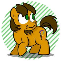 Size: 894x894 | Tagged: safe, artist:aleximusprime, oc, oc only, oc:alex the chubby pony, ponysona, species:pony, alex the chubby pony, chubby, cute, egophiliac-ish, looking back, male, open mouth, raised hoof, simple background, smiling, solo, stallion, style emulation, transparent background