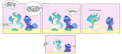 Size: 1240x556 | Tagged: safe, artist:egophiliac, character:princess celestia, character:princess luna, species:alicorn, species:pony, episode:slice of life, g4, my little pony: friendship is magic, alfalfa, alfalfa monster, annoyed, artifact, cewestia, comic, cute, eating, egads no, eye contact, eyes closed, female, filly, filly celestia, filly luna, floppy ears, food, frown, glare, grumpy, laughing, looking at each other, mare, nom, open mouth, pouting, royal sisters, sisters, smiling, unamused, weapons-grade cute, wide eyes, woona, woonoggles, ye olde english, younger