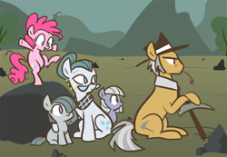 Size: 500x346 | Tagged: safe, artist:egophiliac, character:cloudy quartz, character:igneous rock pie, character:limestone pie, character:marble pie, character:pinkie pie, species:earth pony, species:pony, family, female, filly, male, mare, pie family, pie sisters, quartzrock, siblings, sisters, slice of pony life, stallion