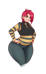 Size: 823x1315 | Tagged: safe, artist:sundown, character:babs seed, species:human, applebucking thighs, female, hand on hip, humanized, impossibly wide hips, older, plump, sexy, solo, stupid sexy babs seed, the ass was fat, wide hips